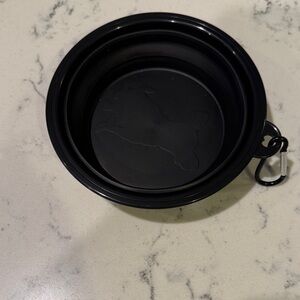 Collapsible Black Pet Bowl with Carabiner